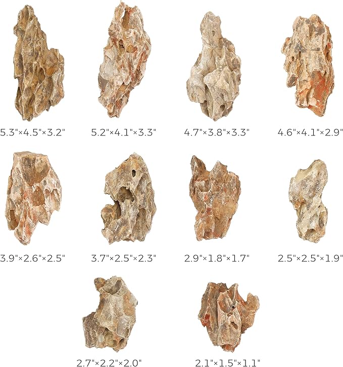 2-4 Inches Natural Dragon Stone 10 PCS Aquarium Rocks for Aquascaping, Aquarium Landscaping, Terrariums, Fish Tank Decoration, Vivariums, Paludarium, Reptile and Amphibian Enclosures-PurrikoPets