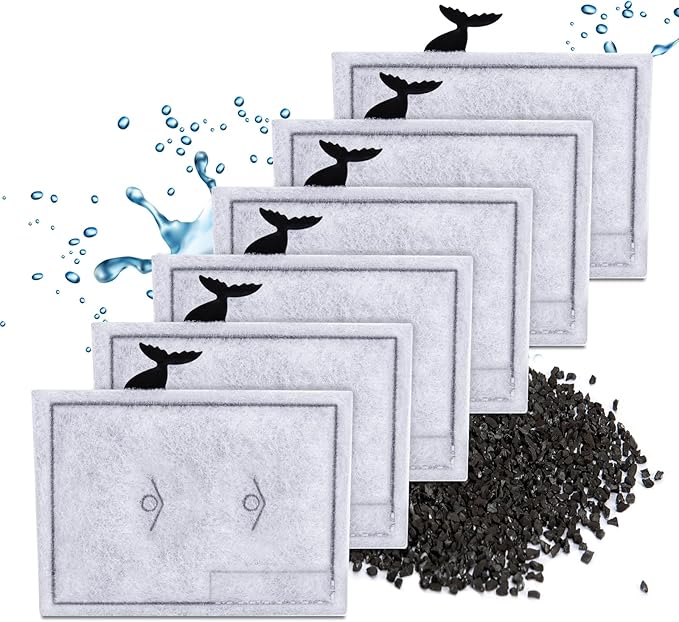 6 Packs Small Filters Cartridges Compatible with Aqueon Small Filter Carbon Filter Cartridge Compatible with Aqueon QuietFlow E Internal Power Filter 10 and 1/2.5/5 Gallon Minibow Aquarium Filters-PurrikoPets