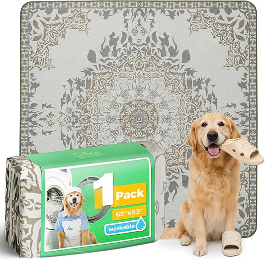 FXW Washable Pee Pads for Dogs, Puppy Pads with Super Absorbent, Specifically Designed for FXW Rollick/Homeplus 24 inch 8 Panels Dog Playpen, 63" Square, Boho, 1 Pack-PurrikoPets