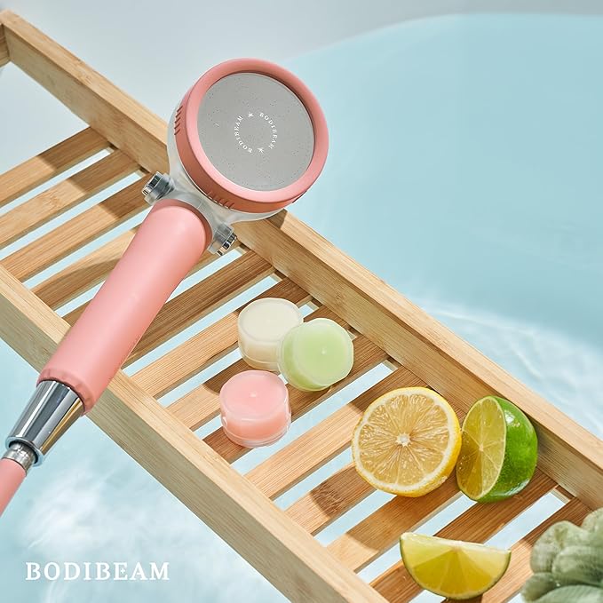Filtered Handheld Shower Head with Vitamin C & Sediment Filter, High Pressure Water Flow, Water Saving, Reduces Chlorine for Dry Skin & Hair, On/Off Switch, Made in Korea, Spa-Like Shower- Peony Pink-PurrikoPets
