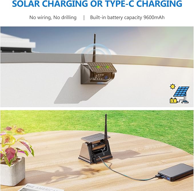 2 Magnetic Solar Wireless Backup Camera HD1080P 3 Mins DIY Installation DVR 7" IPS Monitor Rechargeable Reverse Camera System for Hitching Gooseneck Horse Trailer Fifth Wheels/Car RV Truck AP7-2-PurrikoPets