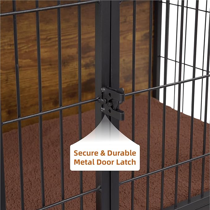 FLEXIMOUNTS Dog Crate Furniture with Cushion, Wooden Dog Kennel Furniture, Heavy Duty Dog Cage, 40" Dog Kennel with Double Doors, L-PurrikoPets