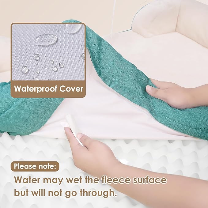 EHEYCIGA Orthopedic XL Dog Beds, Waterproof Memory Foam Dog Bed for Extra Large Dogs, Non-Slip Bottom and Egg-Crate Foam Big Pet Couch Bed with Washable Removable Cover, Turquoise Blue-PurrikoPets