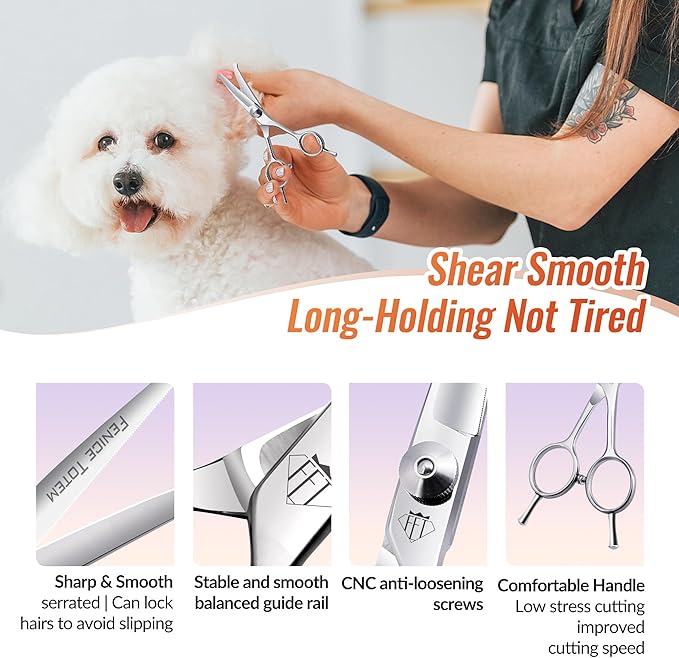 Dog Grooming Scissors: 4.75" Pet Curved Shears Made Of Advanced Stainless Steel Alloy for Trimming Dogs Cats and Other Pets Face and Paws-PurrikoPets