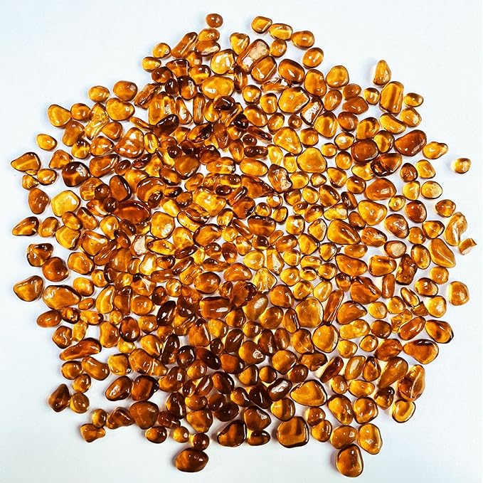 Glass Stones, 0.85LB/385g Orange Aquarium Gravel Rocks, Orange Pebbles for Fish Tank, Sea Glass for Vase Filler Craft-PurrikoPets