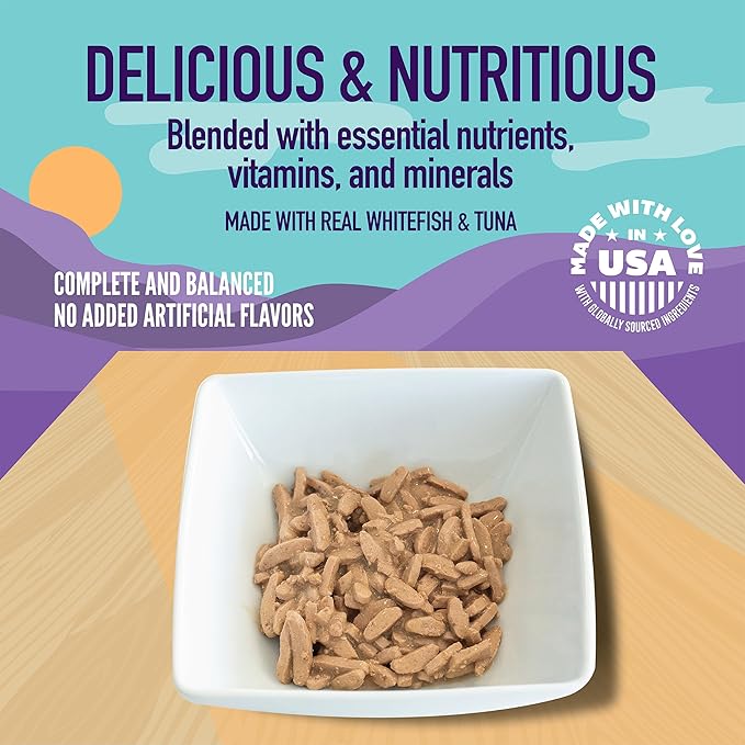 A Strong Heart Canned Wet Cat Food, Shreds with Ocean Whitefish & Tuna - 5.5 oz Cans (Pack of 24), Made in The USA with Real Ocean Whitefish & Tuna-PurrikoPets