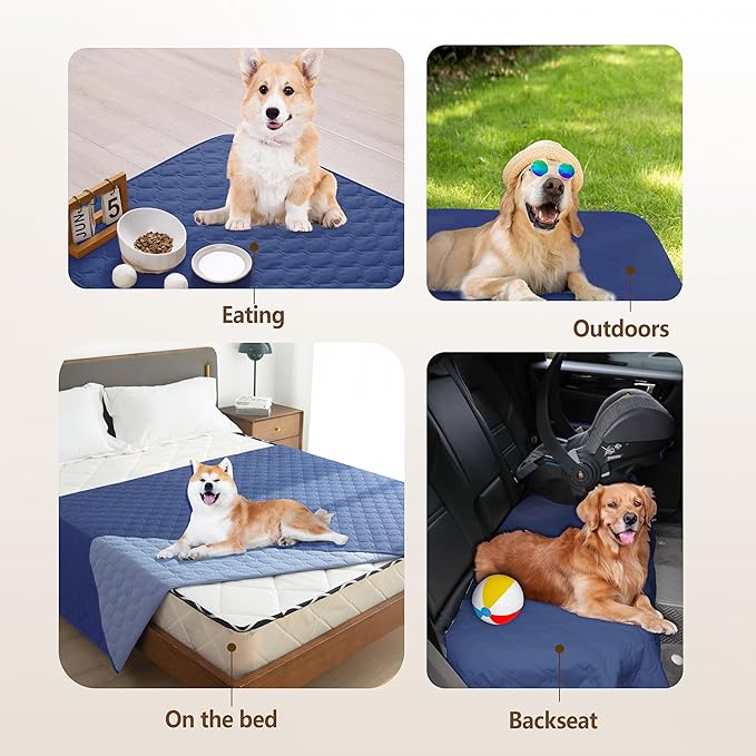 gogobunny 100% Double Sided Waterproof Dog Blanket Soft Pet Bed Cover Reversible Protect Furniture Couch Sofa Car for Puppy Large Dog Cat (Dark Navy/Light Navy, 30x70 Inch (Pack of 1))-PurrikoPets
