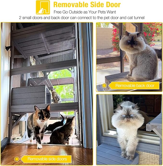 Aivituvin Catio Outdoor Cat Enclosure Large Cat House for Mulitiple Cats Walk in Kitty Cage with Tarp Roof 70"-PurrikoPets