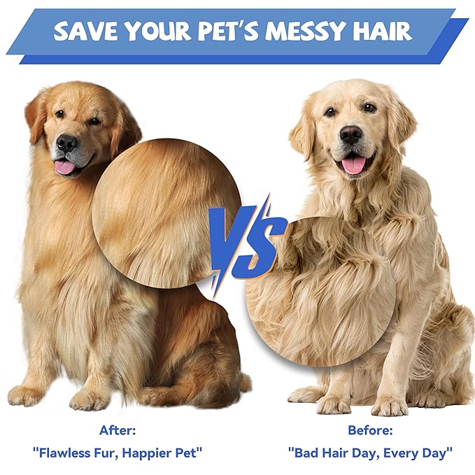 8.5 Inch Upgrade Blue Professional Pet Comb,Dual-Tooth Grooming Comb Anti-Static Smooth Rounded Corners Prevent Friction Breakage and Irritation,Removing Excess Hair for Long-Haired Cats and Dog-PurrikoPets