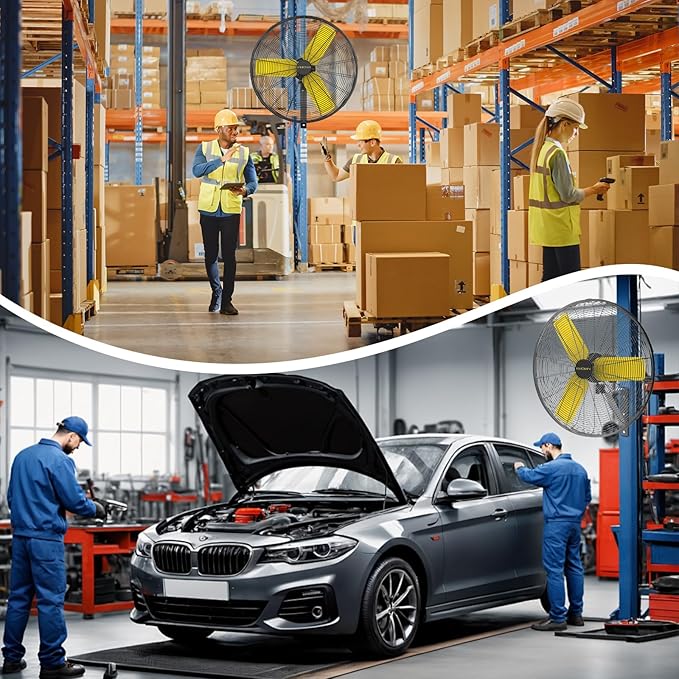 30 Inch Industrial Wall Mount Fan Oscillating, 8900 CFM Commercial Metal Wall Fans with Poweful Motor, 3 Speed, Heavy Duty Construction Indoor for Warehouse, Workshops, and Garage, UL Listed-PurrikoPets