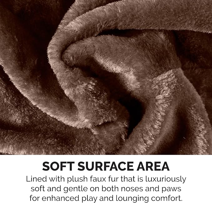 Furhaven 22.5" Tall Cat Tree for Indoor Cats, Ft. Sisal Scratching Post, Plush Ball Toy, & Busy Box Toy - Tiger Tough Scratching Post Interactive Playground - Brown, One Size-PurrikoPets