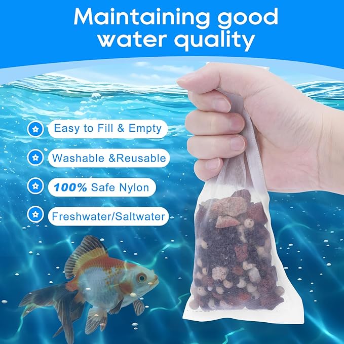 15PCS Media Bags for Aquarium, Extra Fine Mesh Bag Reusable Nylon Net Aquarium Filter Bags with Plastic Zipper for Extra Fine Resins Filter, 2.4 x 4 Inch-PurrikoPets