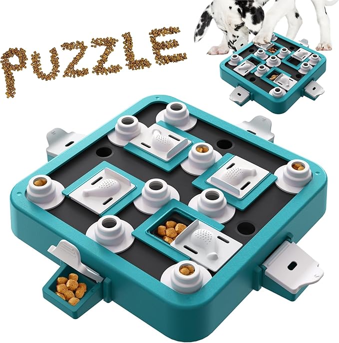 Dog Puzzle Toy Mental Stimulation - Level 3 in 1 Dogs Food Feeder Puzzle, Dog Treat Puzzle Feeder (Advanced-Mars Green Board)-PurrikoPets