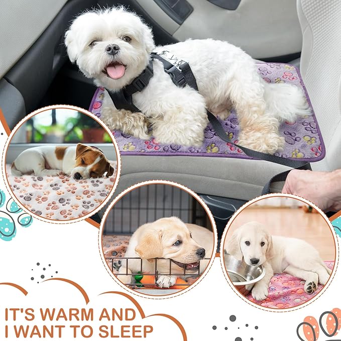 4 Pcs Waterproof Guinea Pig Blankets Washable Small Animal Fleece Bedding Absorbent Guinea Pig Cage Liners Reusable Pet Pee Pad Sleep Mat Pad Cover for Hamster Ferret (Paw Print, 18 x 13 Inch)-PurrikoPets