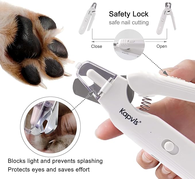 2-in-1 Dog & Cat Nail Clipper and Grinder,LED Lights & Safety Guard for Large Medium Small Dogs Cats Claw Trimmer,Claw Grooming Tool for for Cats and Small Dogs-PurrikoPets