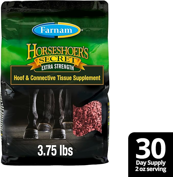 Farnam Horseshoer's Secret EXTRA STRENGTH Hoof Supplements & Connective Tissue Supplement, Promotes strong, healthy hooves, tendons & ligaments, 3.75 lbs., 30 day supply-PurrikoPets