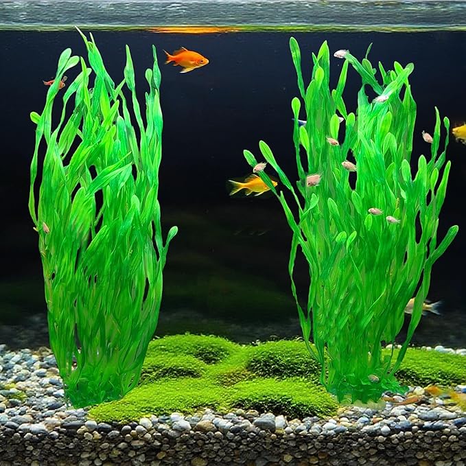 25.98 Inch Tall Aquarium Plants – Large Lifelike Artificial Fish Tank Decorations, 2 Pcs Fish Tank Plants Plastic，Durable & Safe for Freshwater/Saltwater Aquariums (Green (Style B))-PurrikoPets