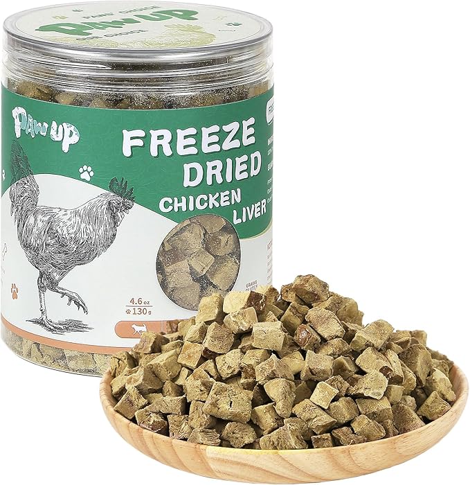 Freeze Dried Chicken Liver Pet Treats, High Protein Freeze-Dried Pet Food for Dogs, Cats, Fresh Ingredient Snacks, 4.6 oz, Rawhide Free&Grain Free-PurrikoPets