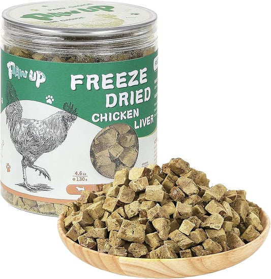 Freeze Dried Chicken Liver Pet Treats, High Protein Freeze-Dried Pet Food for Dogs, Cats, Fresh Ingredient Snacks, 4.6 oz, Rawhide Free&Grain Free-PurrikoPets