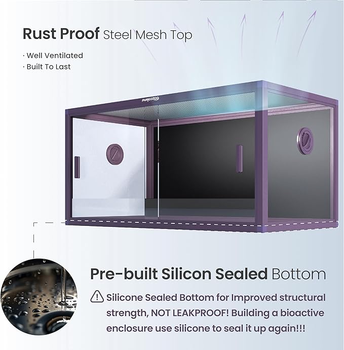 50 Gallon Bearded Dragon Tank, Reptile Enclosure for Easy Maintenance, Front Opening Reptile Tank with Top Screen Ventilation & Glass Sliding Door 36''x18''x18''-PurrikoPets