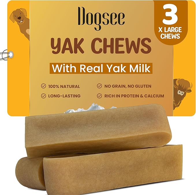 Dogsee Original Himalayan Yak Cheese Chews 1lb (XL - 3 Pieces) | Rawhide-Free | Long-Lasting | Fights Plaque & Tartar | Supports Dental Health-PurrikoPets
