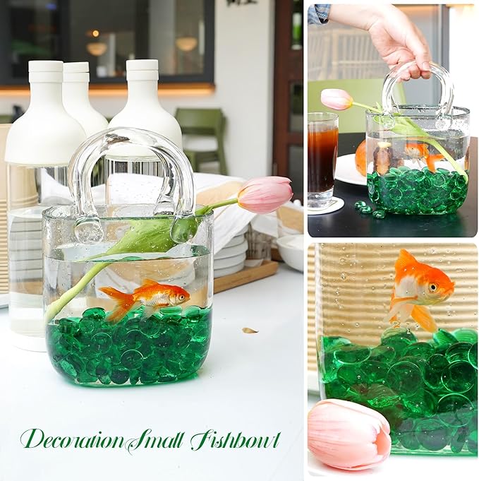 1LB Green Flat Glass Marbles for Vases, Gemstone Beads Vase Filler Decorative Glass Pebbles for Fish Tank, DIY Crafts, Aquarium Decor Rocks-PurrikoPets