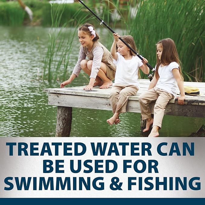 Airmax Pond Dye Plus, Nature's Blue Colorant & Natural Beneficial Bacteria, Large Pond & Lake Water Clarifier & Color Treatment, Shade Plants & Algae from Sunlight, Fish & Livestock Safe, 1 Gallon-PurrikoPets