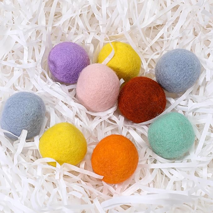 14 PCS Wool Cat Ball Toys, Quiet Play Felt Cat Ball Toys Kitty Kicker Exercise Toy, Fun Colorful Kitty Kitten Toy for Interactive Kitten Balls for Indoor 1.2in-PurrikoPets