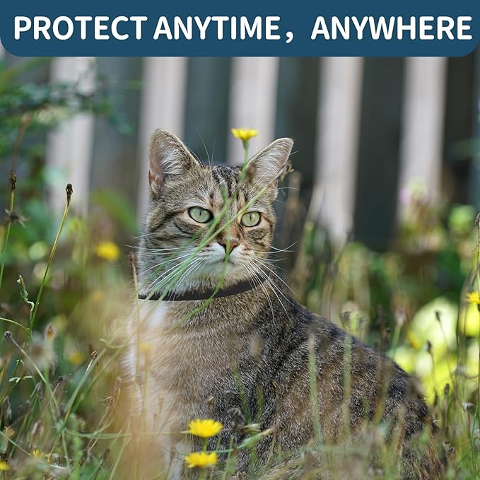 Flea and Tick Collar for Cats - 4 Pack, 32 Month Protection Treatment, Waterproof, Natural Prevention, Adjustable for Cats & Kittens (Black Grey)-PurrikoPets