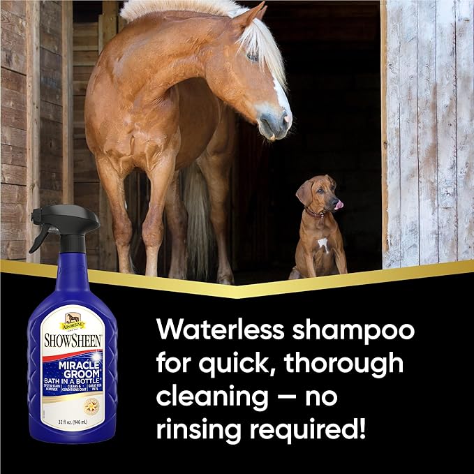 Absorbine ShowSheen Miracle Groom Waterless Shampoo, 5-in-1 Formula for Coat, Mane & Tail, 32oz-PurrikoPets