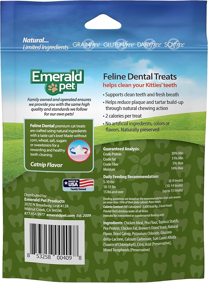 Feline Dental Treats — Tasty and Crunchy Cat Dental Treats Grain Free — Natural Dental Treats to Clean Cat Teeth, Freshen Cat Breath, and Reduce Plaque and Tartar Buildup — Catnip Treats, 3 oz-PurrikoPets