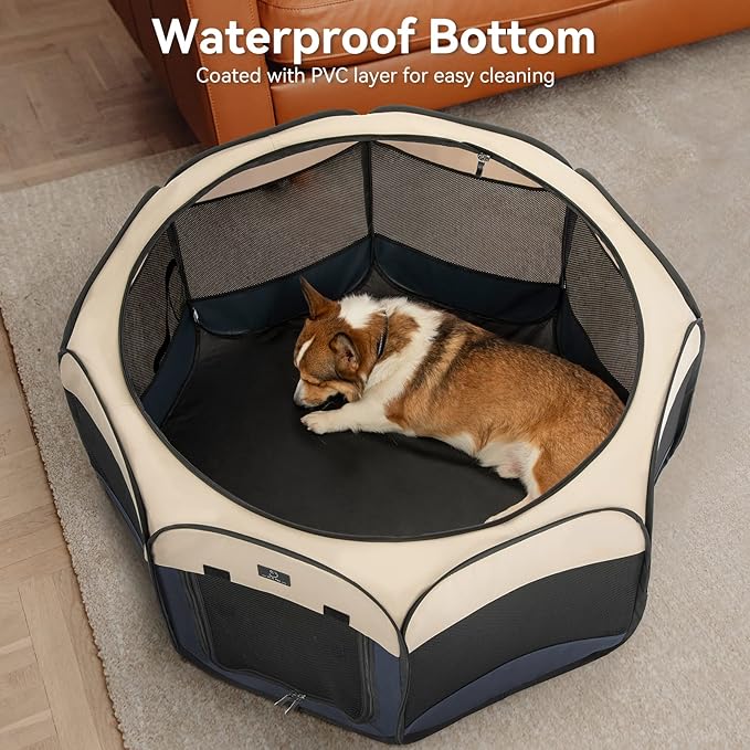 A4Pet Portable Dog Playpen for Small Dogs, 27" Foldable Small Pet Playpen for Puppy/Cat/Rabbit/Chick, Indoor Cat Playpen with Removable Zipper & Mesh Panel(11”W × 7.5”H)-PurrikoPets