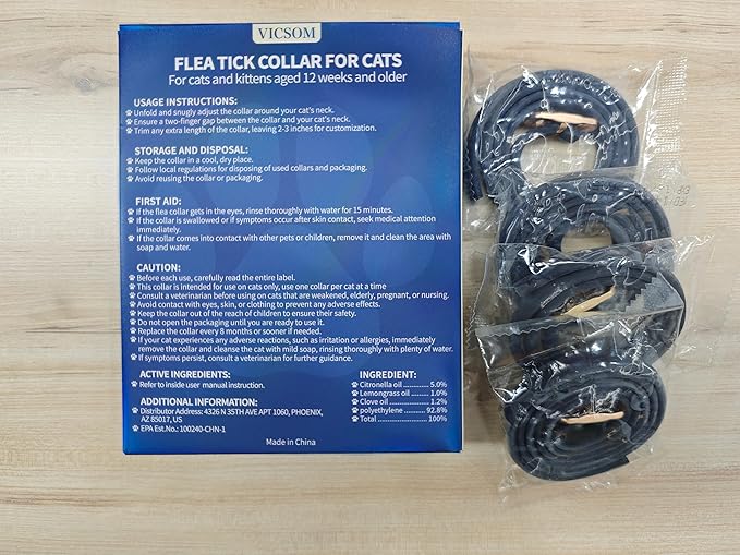 4 Pack Flea and Tick Collar for Cats, 32 Months Treatment, Waterproof Adjustable Kitten Flea Collar, Flea Prevention, Black-PurrikoPets