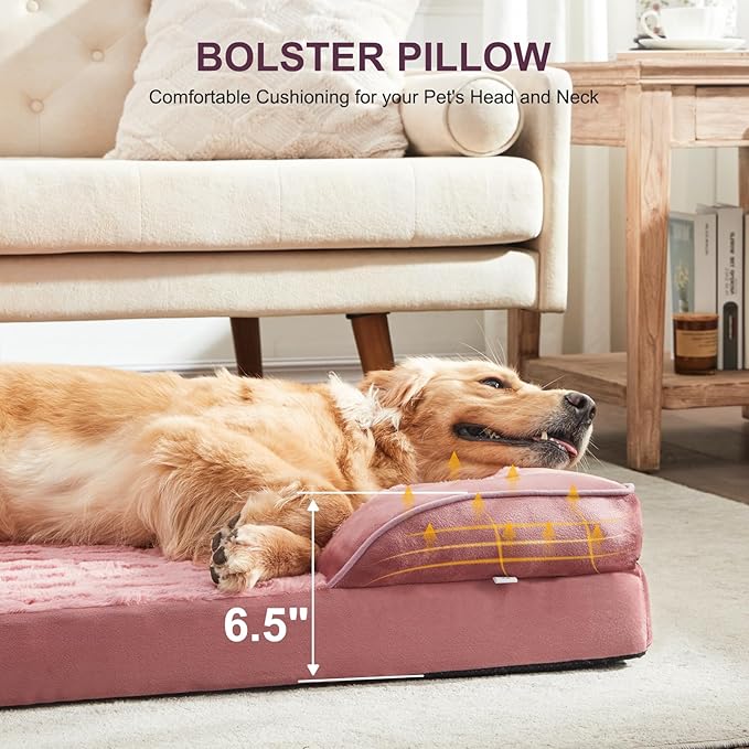 FURTIME Orthopedic Bed for Large Dogs, XL Washable Dog Beds Large Sized Dog, Comfy Supportive Foam Pet Couch Bed with Removable Washable Cover, Waterproof Extra Large Sofa Bed Foam and Nonskid Bottom-PurrikoPets