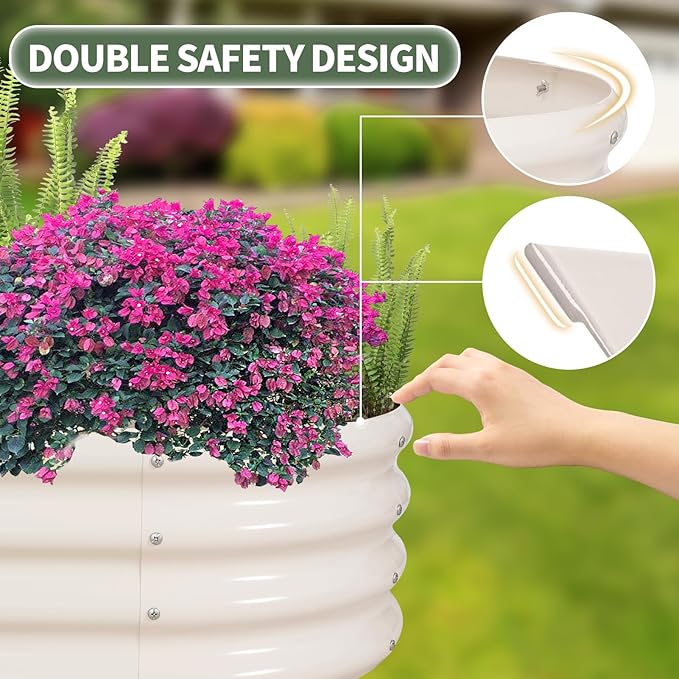 1MORE Galvanized Raised Garden Bed- Planter Garden Boxes Outdoor, Raised Beds for Gardening, 4x2x1ft Metal Garden Bed Kit for Vegetables Flower, Planter Raised Beds with Tools.White-2pack-PurrikoPets