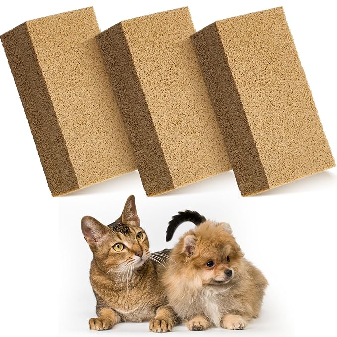 3 Pack Pet Hair Remover Sponge Cat and Dog Hair Sponge Rubber Pet Fur Lifter Removal Tool, Remove from Furniture, Carpet, Bedding, Clothing, 6.26 x 3.28 x 1.89 Inch-PurrikoPets