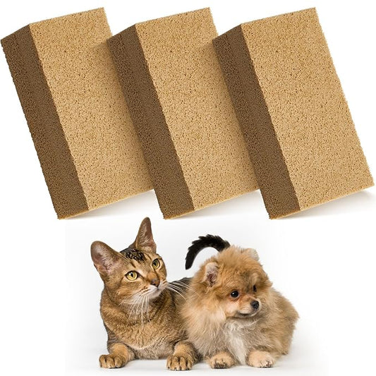 3 Pack Pet Hair Remover Sponge Cat and Dog Hair Sponge Rubber Pet Fur Lifter Removal Tool, Remove from Furniture, Carpet, Bedding, Clothing, 6.26 x 3.28 x 1.89 Inch-PurrikoPets