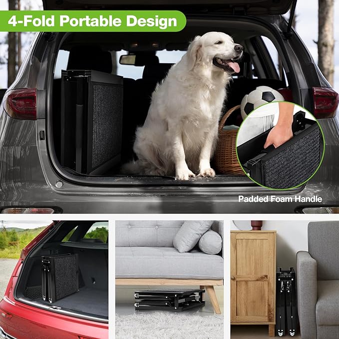 Dog Ramp for Car，63" x 17" Wide Folding Pet Ramp Dog Ramps for Medium & Large Dogs with Non-Slip Rug Surface ，Portable Dog Car Ramp for SUV Car & Truck, Outdoor Dog Ramp Up to 250 LBS-PurrikoPets