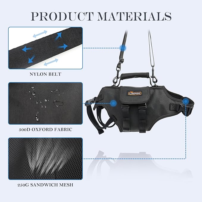 Dog Lift Harness, Full Body Support with Adjustable Control Handle for Senior Dogs, Post-Surgery Recovery & Joint Problems (Oxford Cloth, Custom Size)-PurrikoPets