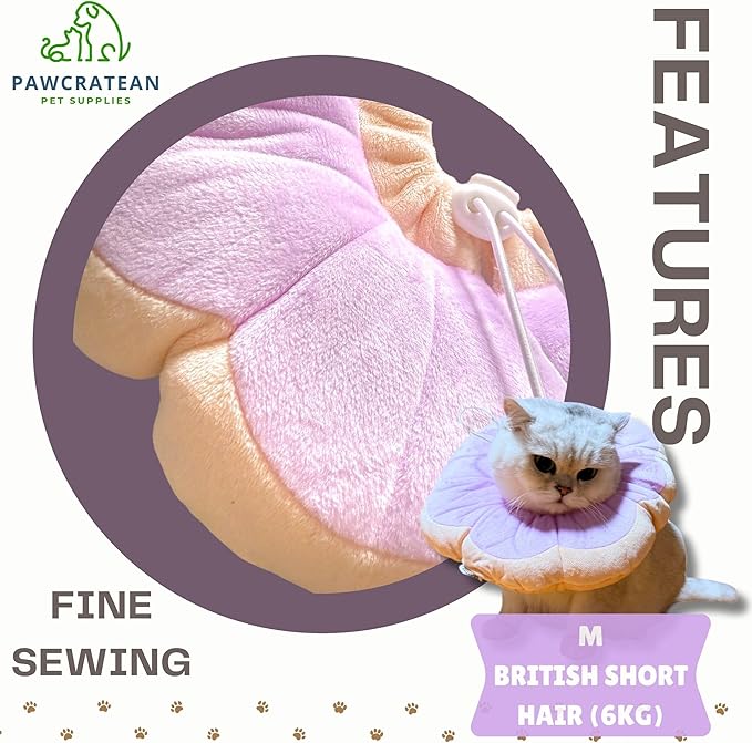 Adjustable Comfy Flower Style Elizabeth Collar for Cats Puppies Soft Recovery Cone Pet Protective Neck Collar (Purple, Small)-PurrikoPets