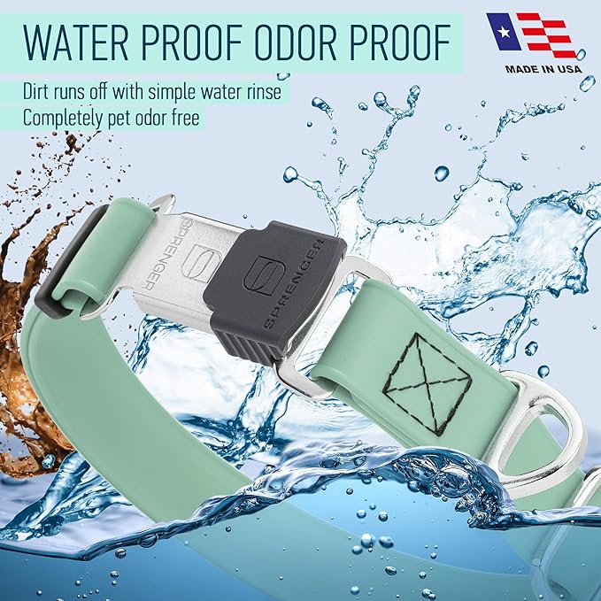 Dogline Biothane Waterproof Dog Collar with Herm Sprenger Stainless Steel Quick Release Buckle – Heavy Duty Tactical Durable Collar for Dogs – Comfortable and Safe Pet Collar, W 1" L 15-25" Sage Green-PurrikoPets