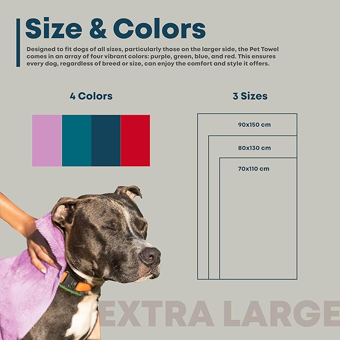 Extra Large Dog Towel Soft Absorbent Bath Pet Towels for Drying Dogs, Elastic Terry Microfiber Soft Towel, Machine Washable, Quick Dry, Multipurpose (L, XL, 2XL) (Green, L)-PurrikoPets