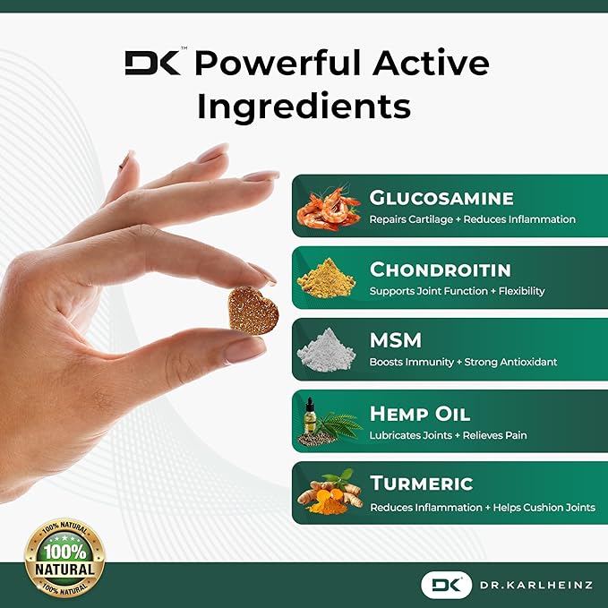 Glucosamine for Dogs - Max Strength Hip and Joint Supplement for Dogs - MSM, Chondroitin, Hemp Oil, Turmeric - Mobility Support and Pain Relief - 120 Chewable Tablets (Chicken Flavor)-PurrikoPets