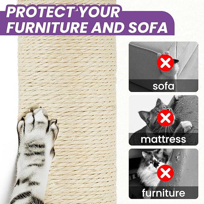 55 Inch Large Cat Tree Tower for Indoor Cats with Hammock Green Leaves Sisal Scratching Post, Plush Hang Ball Play Furniture for Kittens & Adult Cats, New Purple-PurrikoPets