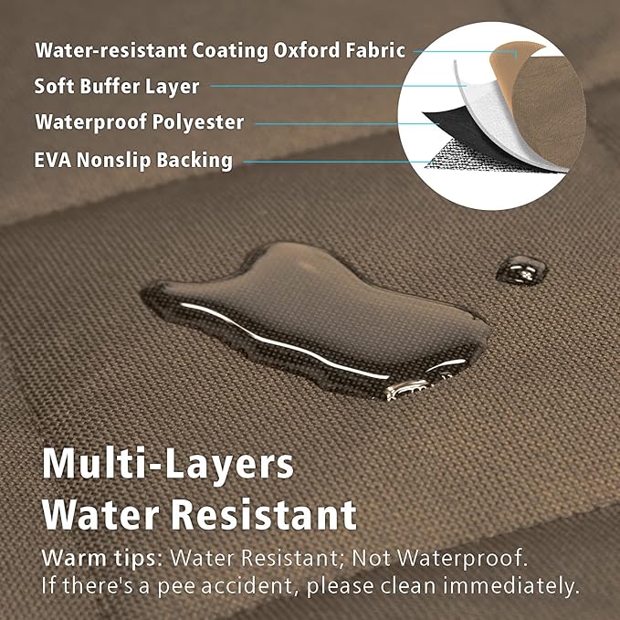 F-color SUV Cargo Liner for Dogs, Water Resistant Pet Cargo Cover Dog Seat Cover Mat for SUVs Sedans Vans with Bumper Flap Protector, Non-Slip, Large Size Universal Fit, Brown-PurrikoPets