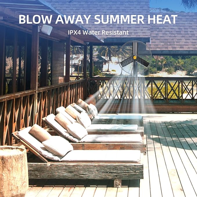 24 inch Outdoor Oscillating Wall Mounted Fan, High Velocity IPX4 Waterproof 7600 CFM Industrial Metal Wall Fan, 2 Speed, Adjustable Tilt, for Greenhouse, Patio, Garage, Workshop-PurrikoPets