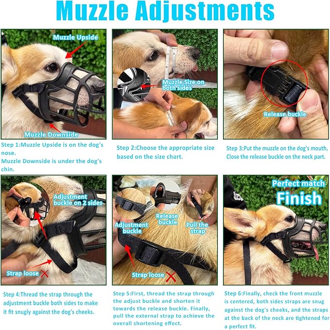 Dog Muzzle, OKKIC Basket Muzzle Anti Biting Chewing, Sturdy Lightweight Muzzle Allows Panting Drinking,Muzzle for Small Medium Large Dogs, Suitable for Grooming Trimming Training (Black, Size5)-PurrikoPets