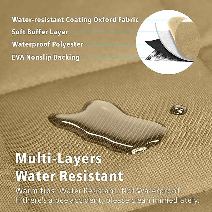 F-color SUV Cargo Liner for Dogs, Water Resistant Pet Cargo Cover Dog Seat Cover Mat for SUVs Sedans Vans with Bumper Flap Protector, Non-Slip, Large Size Universal Fit, Khaki-PurrikoPets