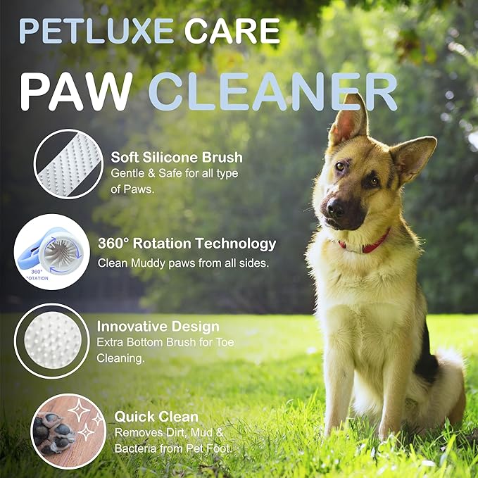 Dog Paw Cleaner for Small & Medium Dogs – Portable Paw Washer Cup with Soft Silicone Brush, Towel & Moisturizing Balm – Gently Cleans Muddy Paws After Walks (Blue, Medium)-PurrikoPets