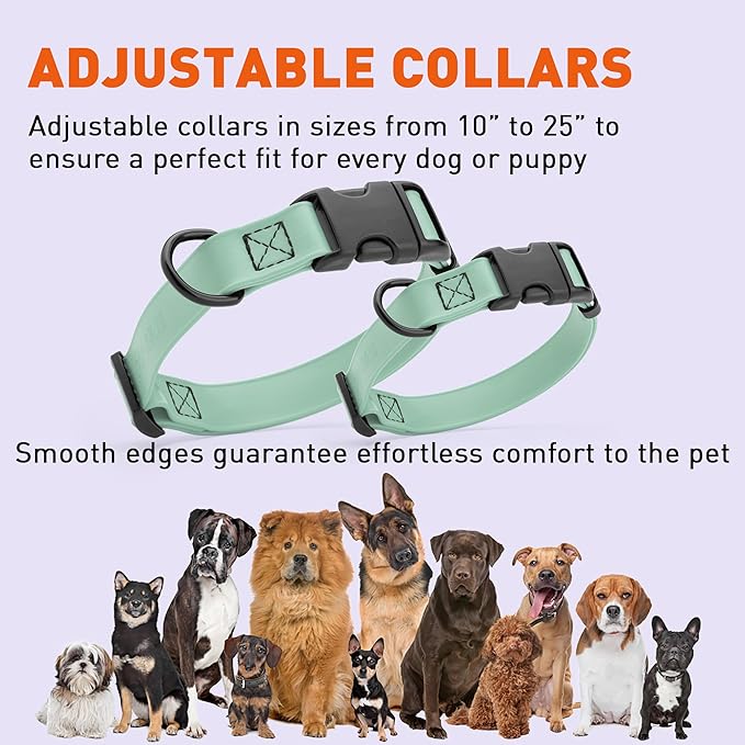 Dogline Biothane Waterproof Dog Collar with Quick Release Buckle Strong Coated Nylon Webbing with Odor- Proof for Easy Care Easy to Clean Fits Small Medium Large Dogs, Sage Green 5/8" W 9-14" L-PurrikoPets